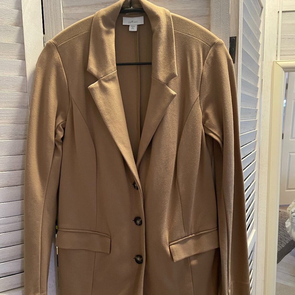 Blazer J Jill Tan Ponte Knit 3 Button XS Petite